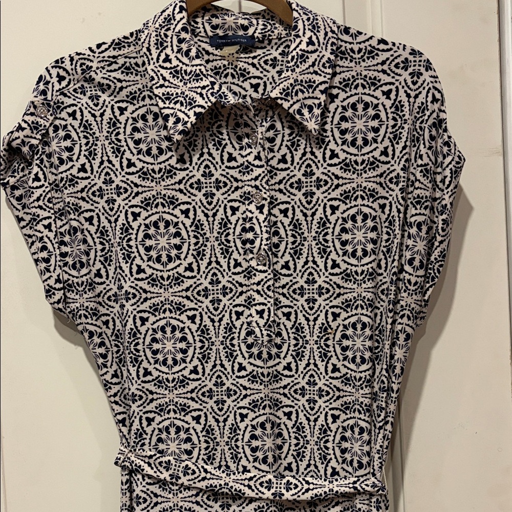 Tommy Bahama Black and White Patterned Mini Dress